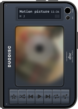 iPhone Duo closed in Night Sky, disc player on the cover.